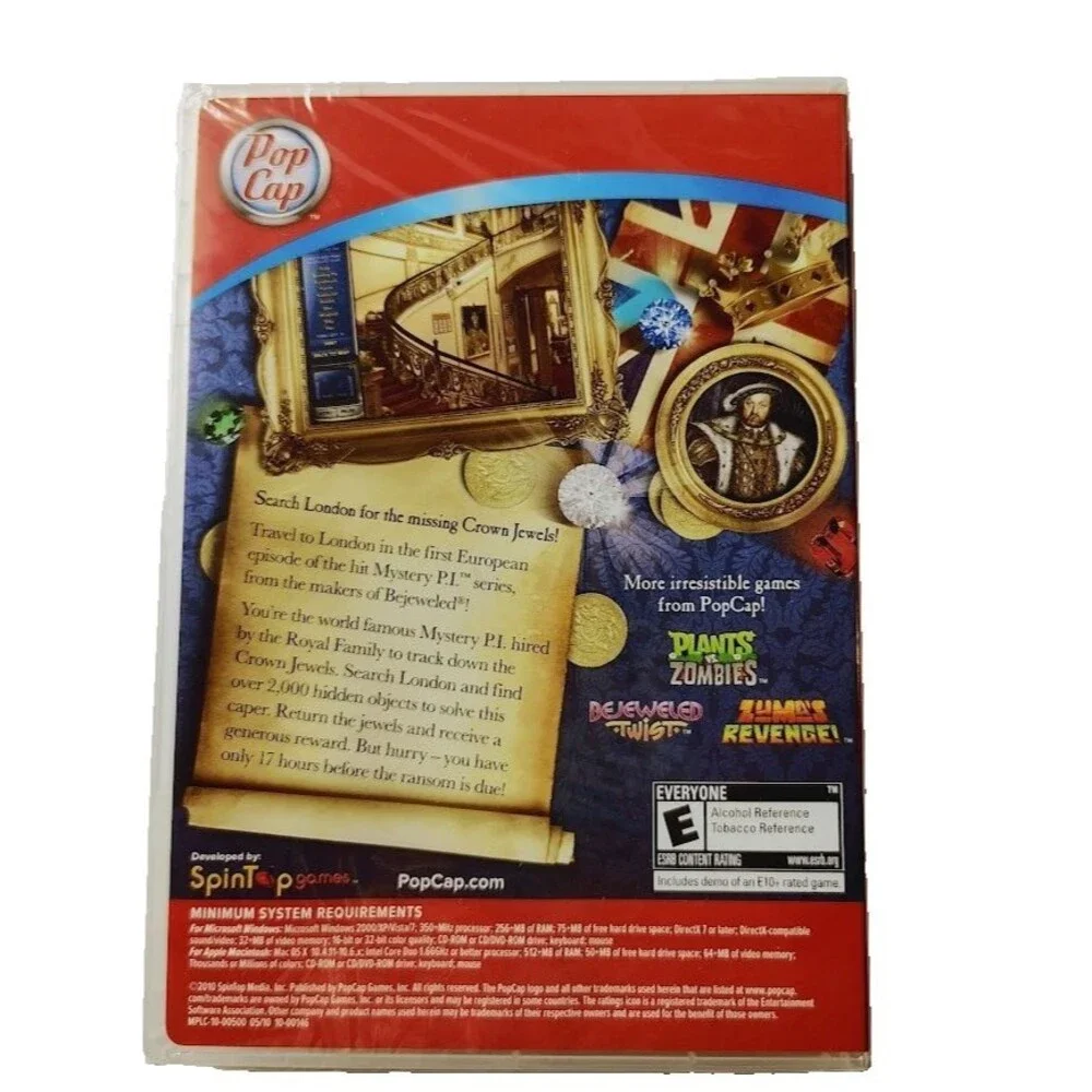 PopCap PC Game Mstery P.I. The London Caper Hidden Object Puzzle Game 2010